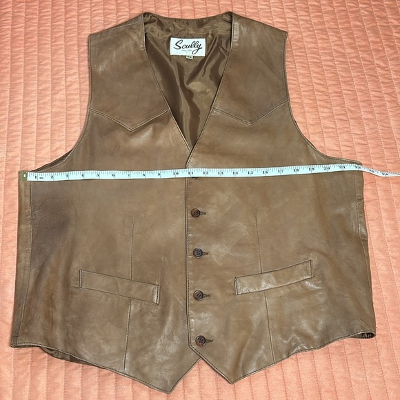 SCULLY Full LEATHER VEST Brown men’s size 44/Large - Picture 10 of 15